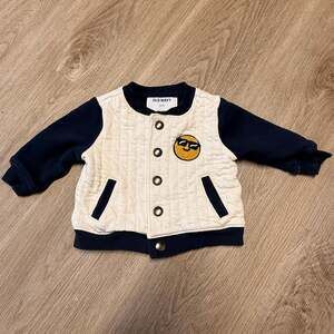 Button-Front Embroidered Patch Bomber Jacket for Baby
